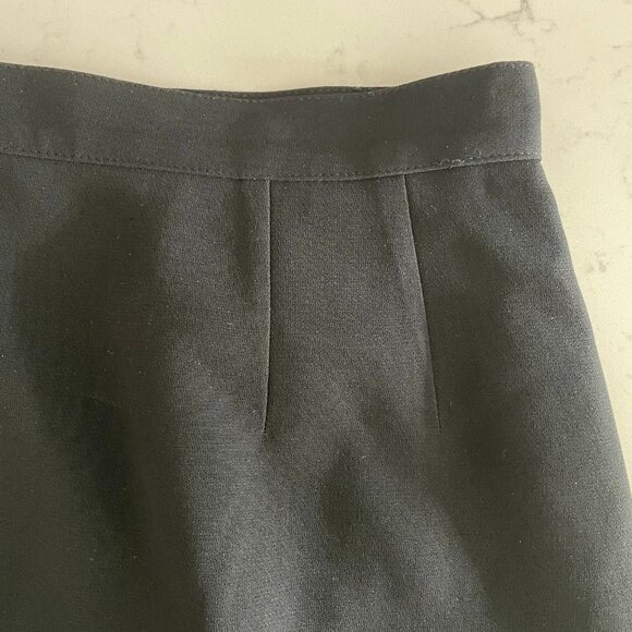 Albert Nipon Petite Vtg Lined Triacetate Pencil Skirt w Pleated Hem Black Sz 6P - Picture 3 of 10